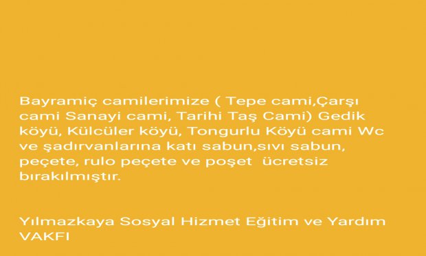 BAYRAMİÇ merkez ve Köy Camiilerimize hijyen temizlik malzemeler 